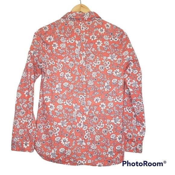 3 for $25 Gap Orange Blue Floral Flower Button Down Top Extra Small XS - Picture 2 of 4